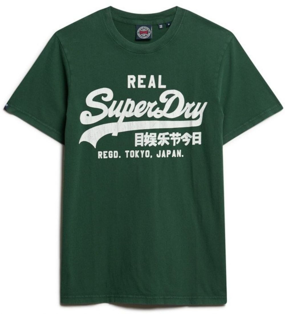 Superdry Tričko 'Classic'  jedľová / biela