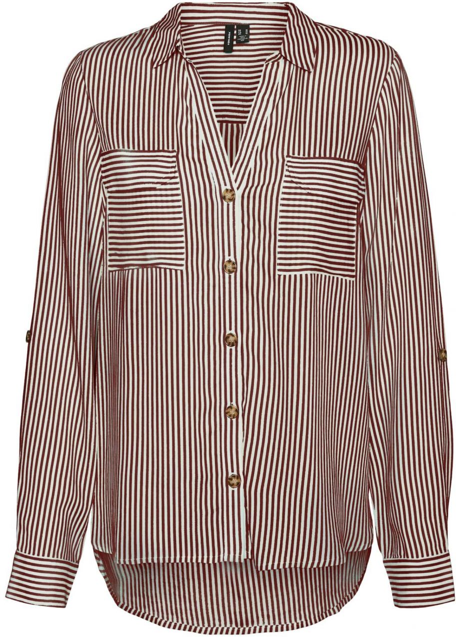 VERO MODA Blúzka 'VMBumpy'  vínovo červená / biela