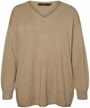 Vero Moda Curve Sveter 'VMCGOLD'  tmavobéžová