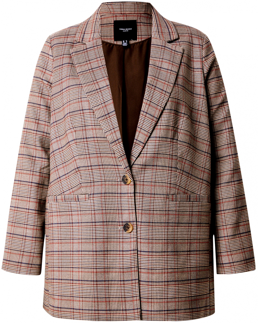 Vero Moda Curve Blejzer  tmavobéžová / modrá / červená