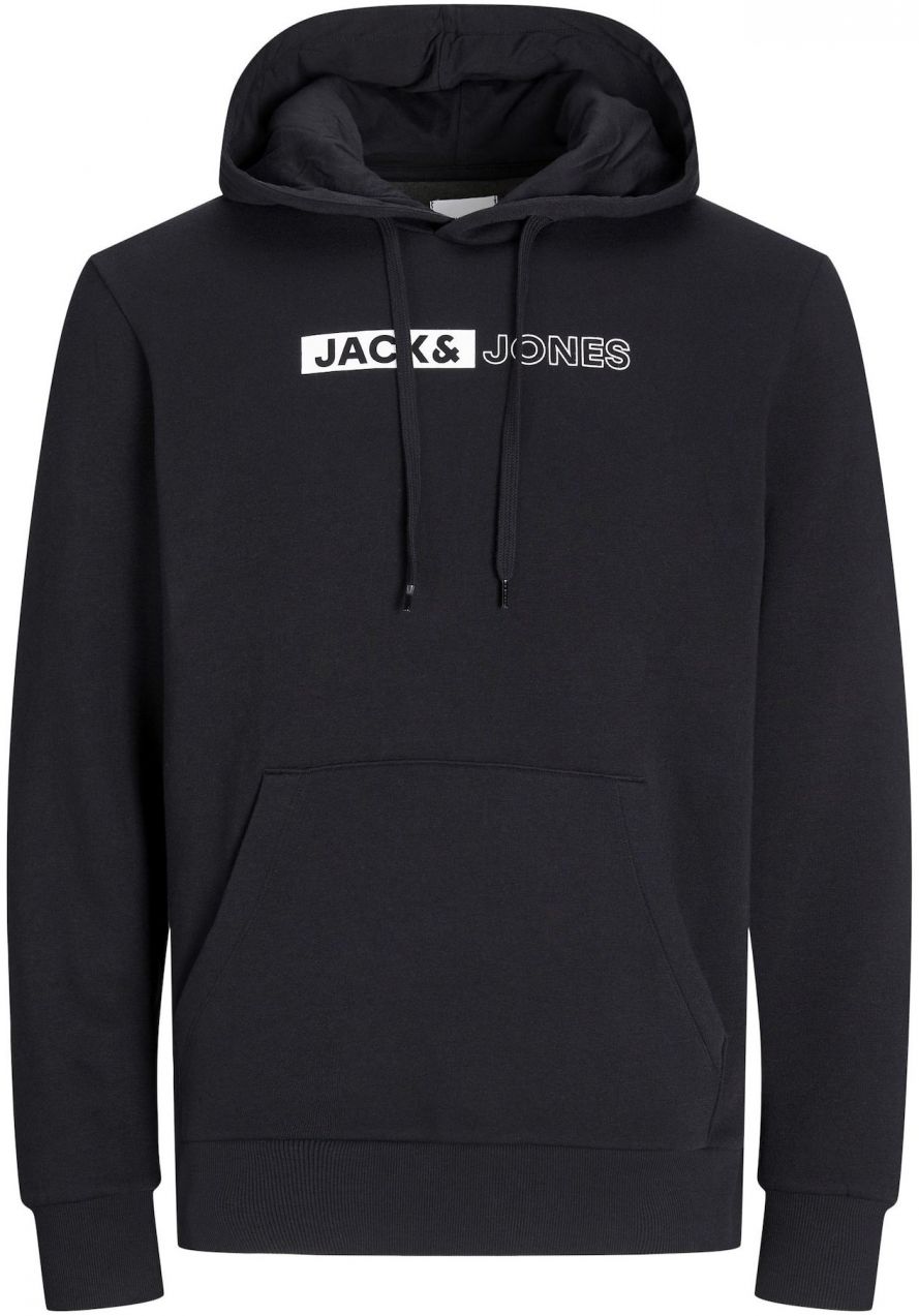 Jack & Jones Plus Mikina 'JJECorp'  čierna / biela