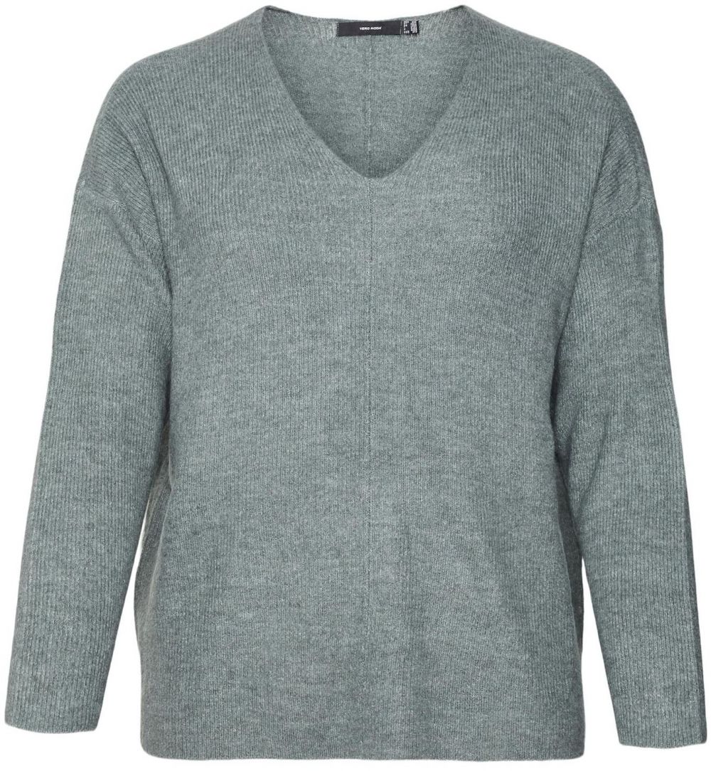 Vero Moda Curve Sveter 'VMCREWLEFILE'  tmavozelená