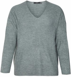 Vero Moda Curve Sveter 'VMCREWLEFILE'  tmavozelená