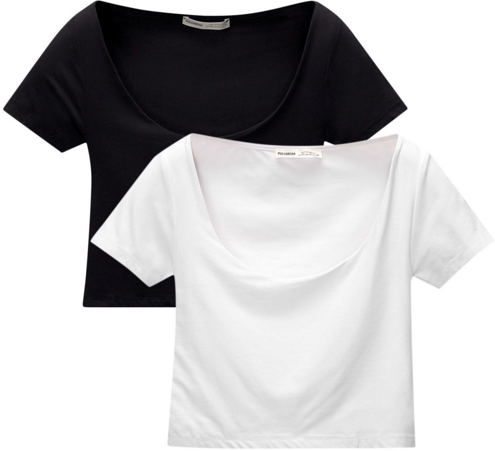 Pull&Bear Tričko  čierna / biela