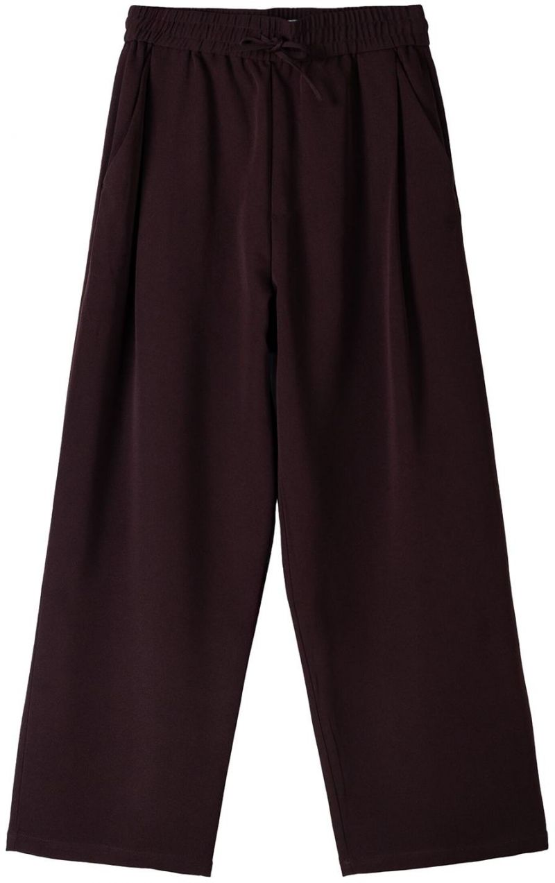 Bershka Plisované nohavice  burgundská