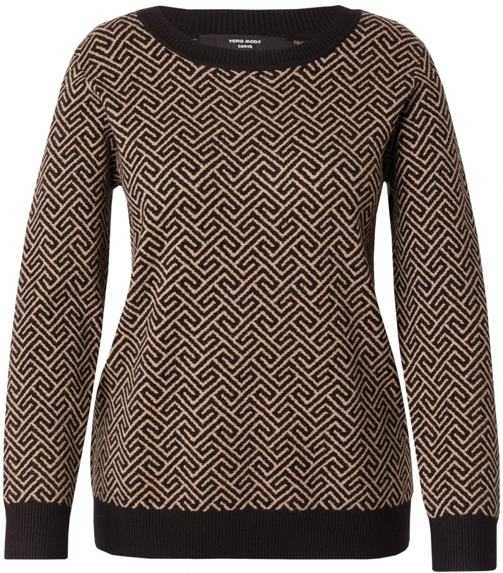 Vero Moda Curve Sveter 'VMCARIA'  béžová / čierna