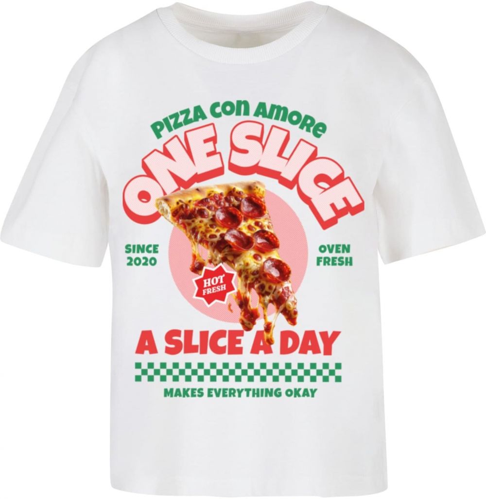 Miss Tee Tričko 'Pizza Con Amore'  zelená / ružová / červená / biela