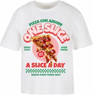 Miss Tee Tričko 'Pizza Con Amore'  zelená / ružová / červená / biela