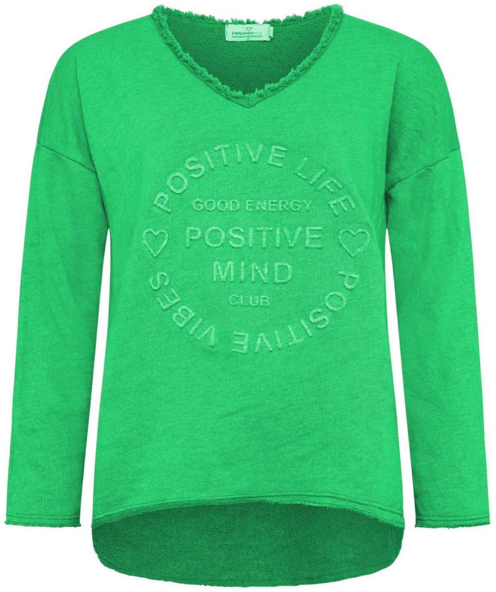 Zwillingsherz Mikina 'Positive Mind'  limetová / svetlozelená