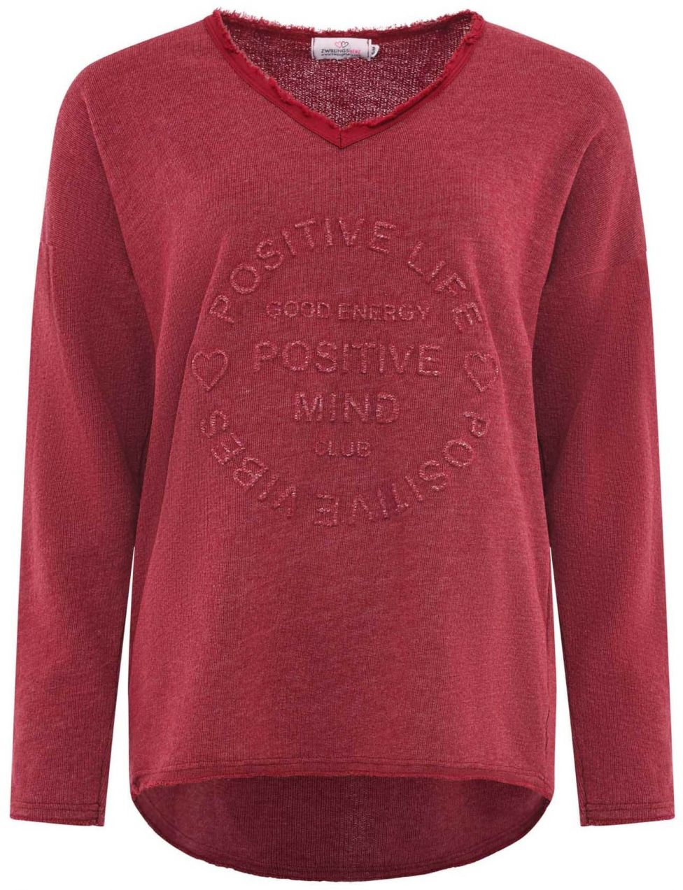 Zwillingsherz Mikina 'Positive Mind'  farba lesného ovocia