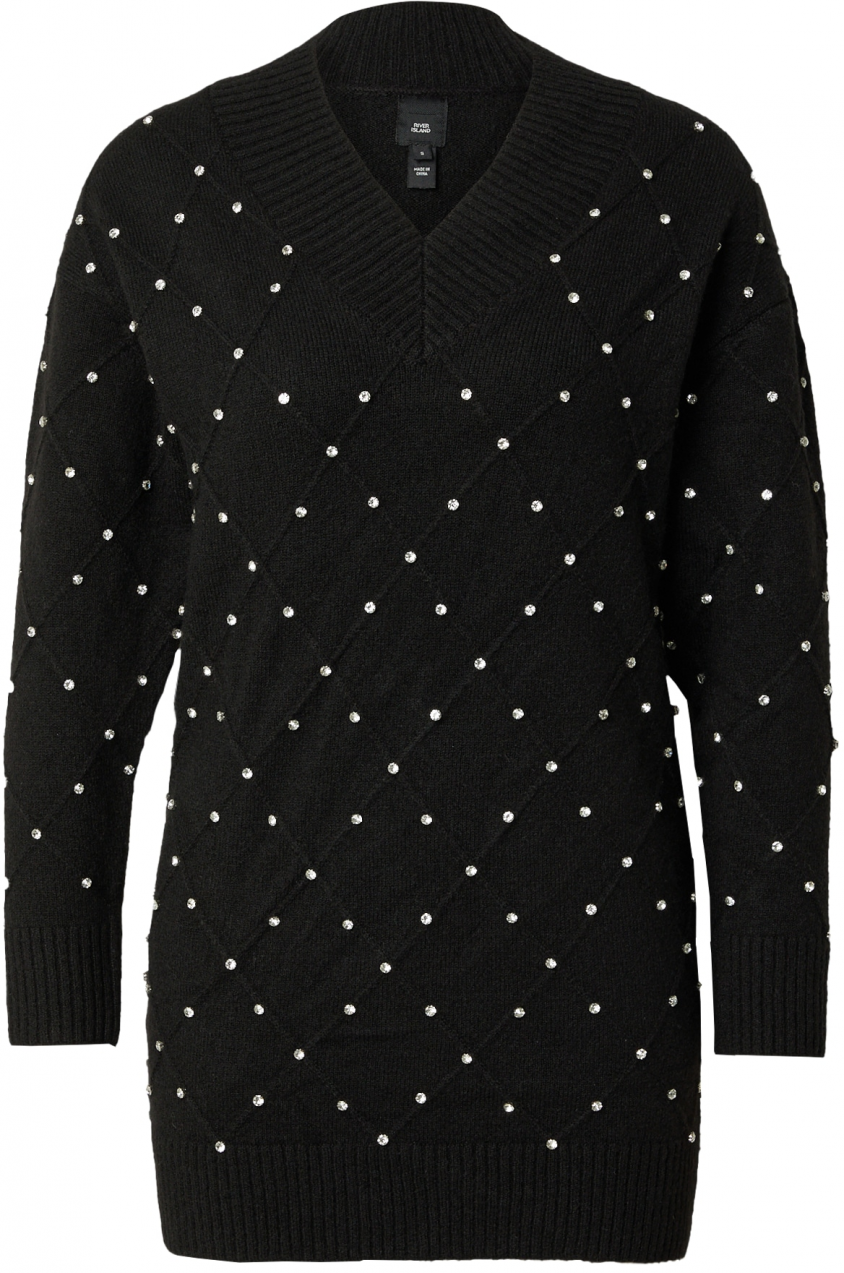 River Island Pletené šaty  čierna / priehľadná