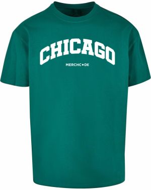 Merchcode Tričko 'Chicago'  smaragdová / biela