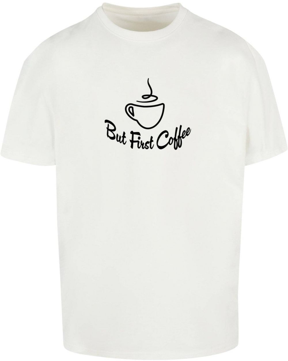 Merchcode Tričko 'But First Coffee'  čierna / biela