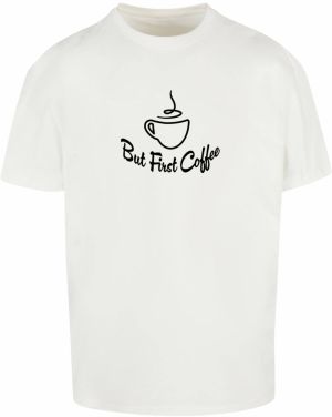Merchcode Tričko 'But First Coffee'  čierna / biela