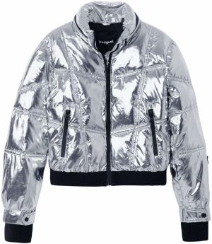 Desigual Prechodná bunda  čierna / strieborná