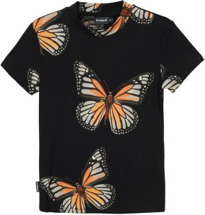 Desigual Tričko  oranžová / čierna / biela