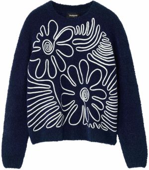 Desigual Sveter  modrá / biela