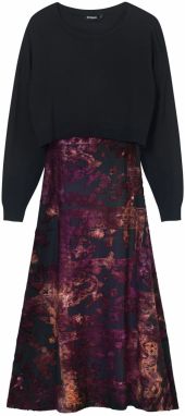 Desigual Šaty  gaštanová / tmavofialová / čierna