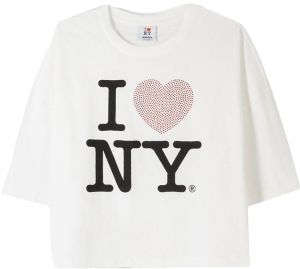 Bershka Tričko  karmínovo červená / čierna / biela