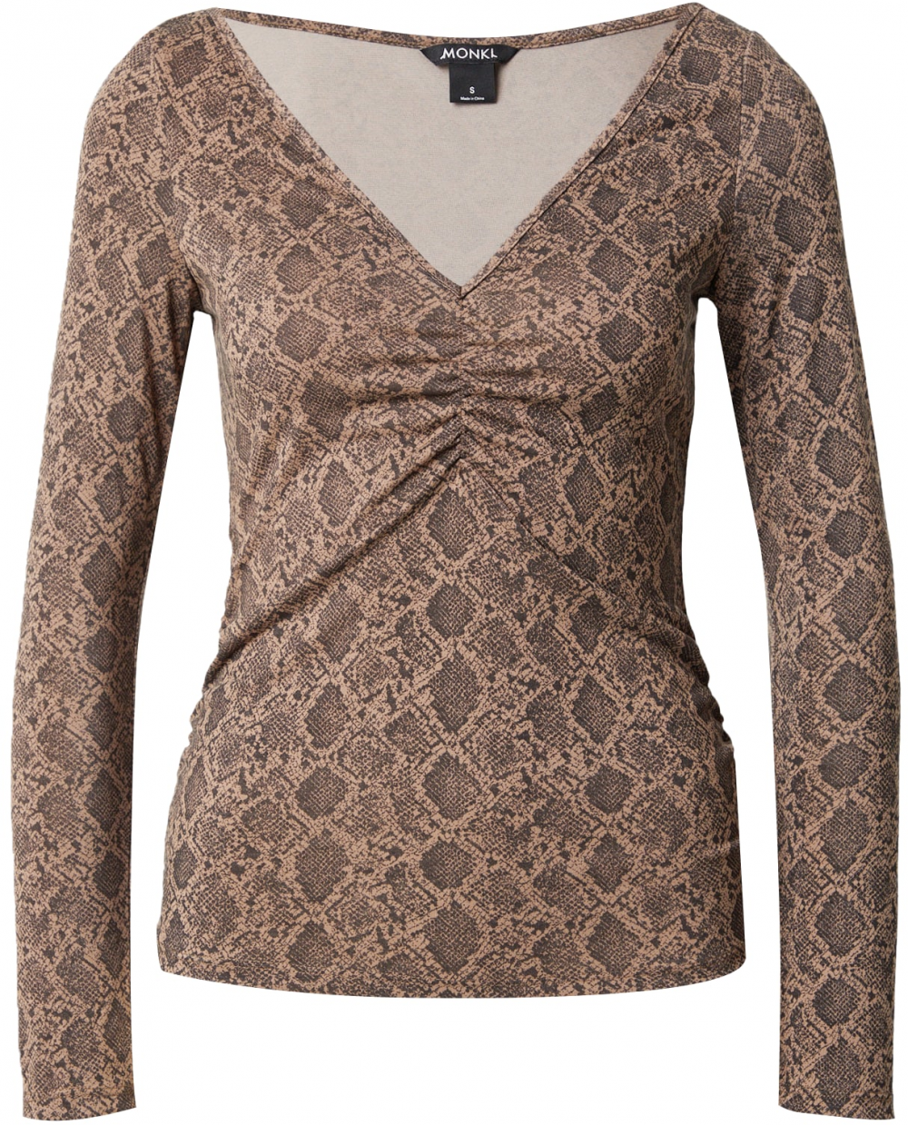Monki Tričko  čokoládová / brokátová