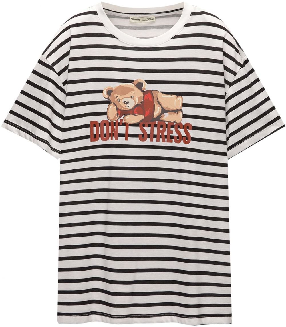 Pull&Bear Tričko  čierna / biela