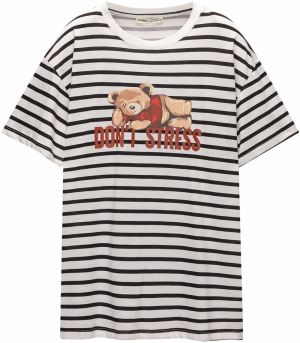 Pull&Bear Tričko  čierna / biela