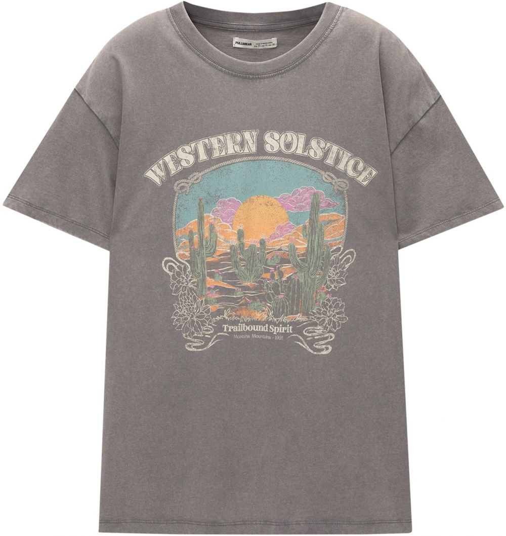Pull&Bear Tričko  tyrkysová / tmavosivá / oranžová / prírodná biela