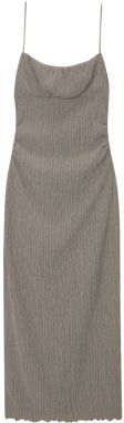 Pull&Bear Letné šaty  sivobéžová / čierna / biela