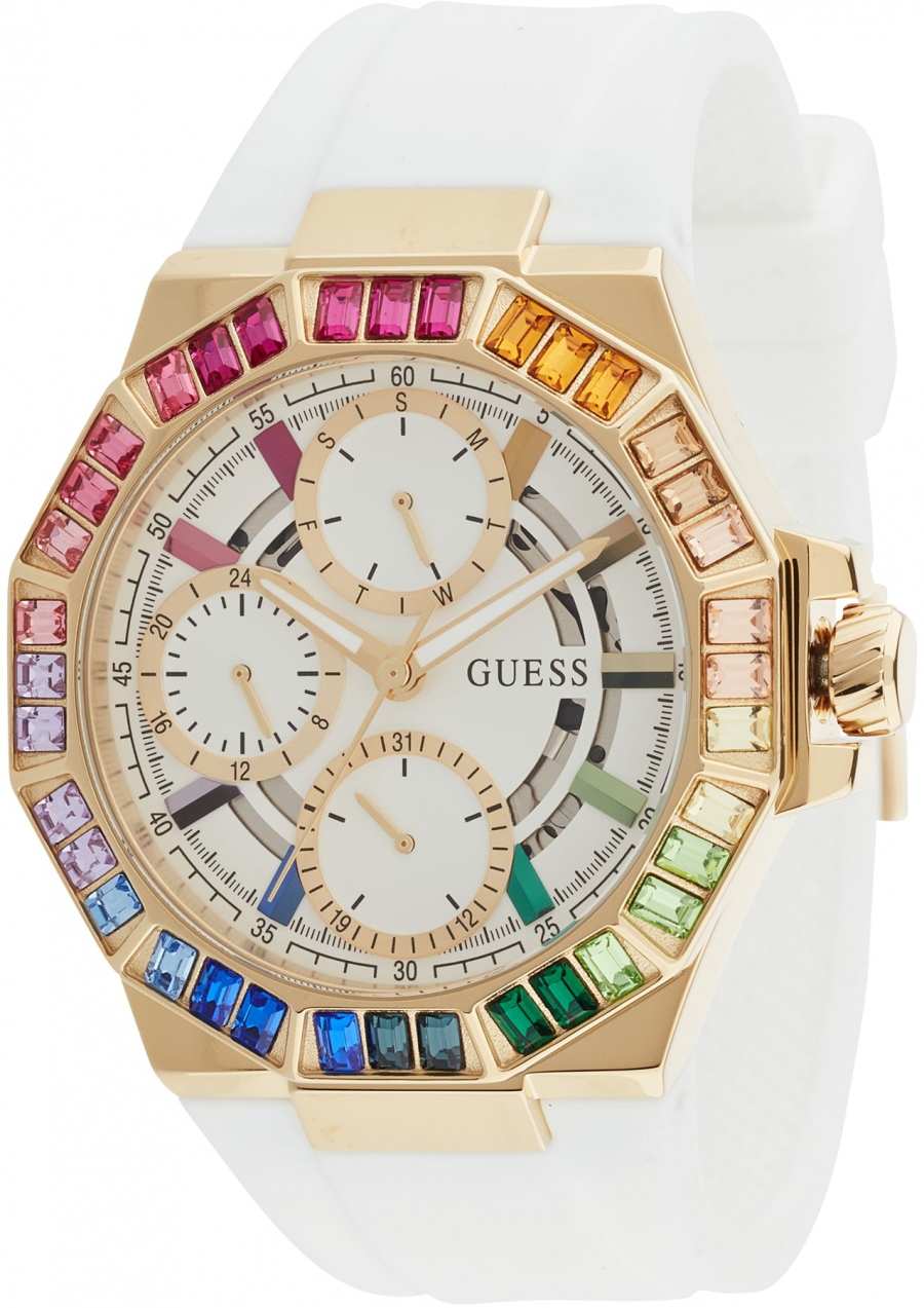 GUESS Analógové hodinky  kobaltovomodrá / zlatá / orgovánová / biela