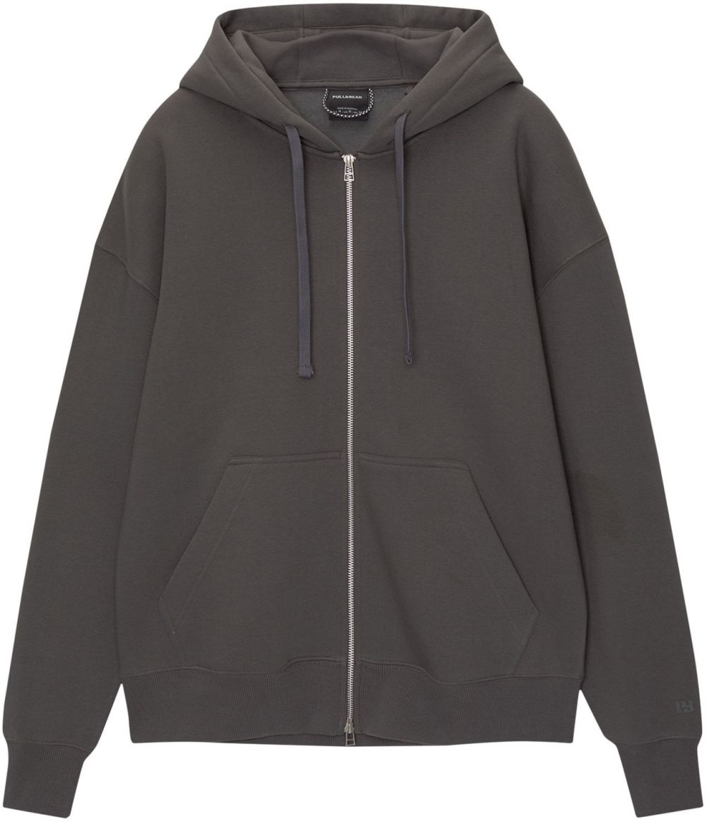 Pull&Bear Tepláková bunda  tmavosivá