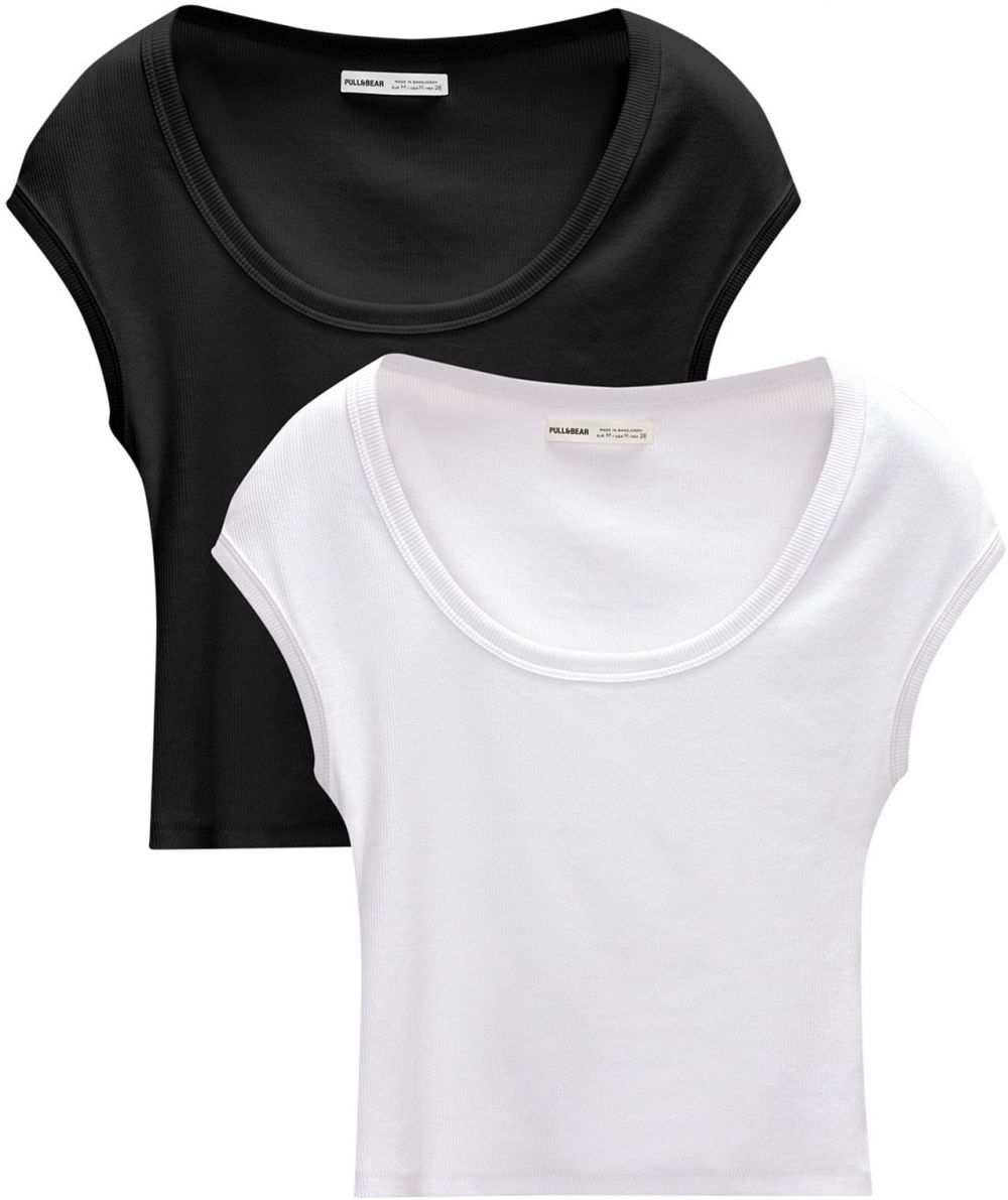 Pull&Bear Tričko  čierna / biela