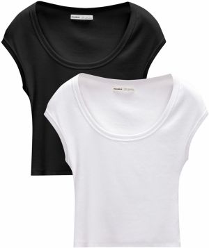 Pull&Bear Tričko  čierna / biela