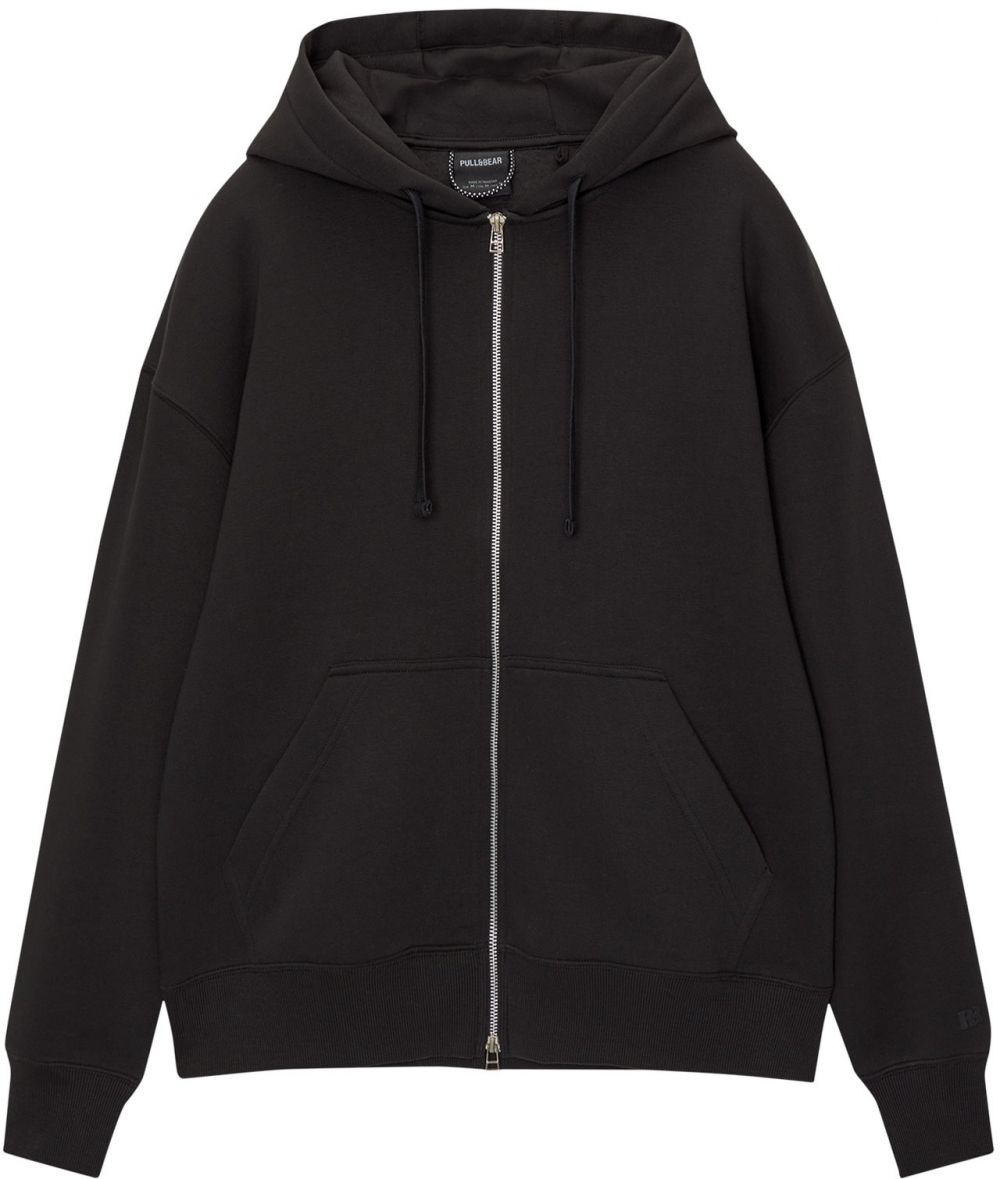 Pull&Bear Tepláková bunda  čierna