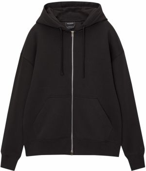 Pull&Bear Tepláková bunda  čierna