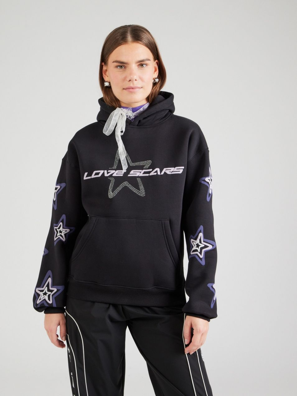 Love Scars Mikina  modrofialová / čierna / strieborná / biela
