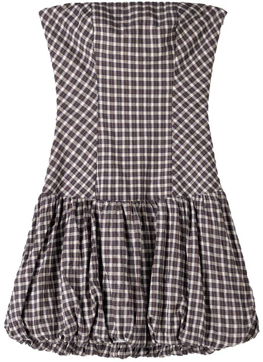 Bershka Šaty  tmavomodrá / hnedá / hrdzavohnedá / svetlohnedá / šedobiela