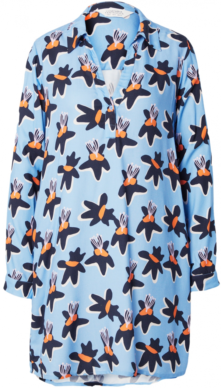 Compania Fantastica Košeľové šaty  svetlomodrá / tmavooranžová / čierna / biela