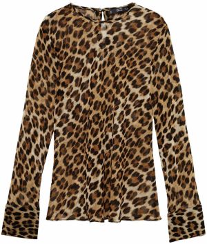 MANGO Blúzka 'STARK'  béžová / hnedá / čierna