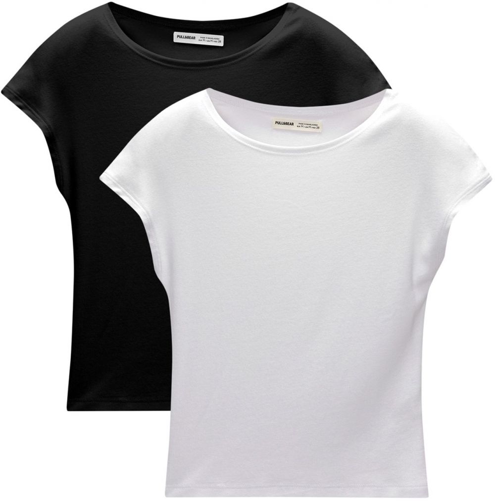 Pull&Bear Tričko  čierna / biela
