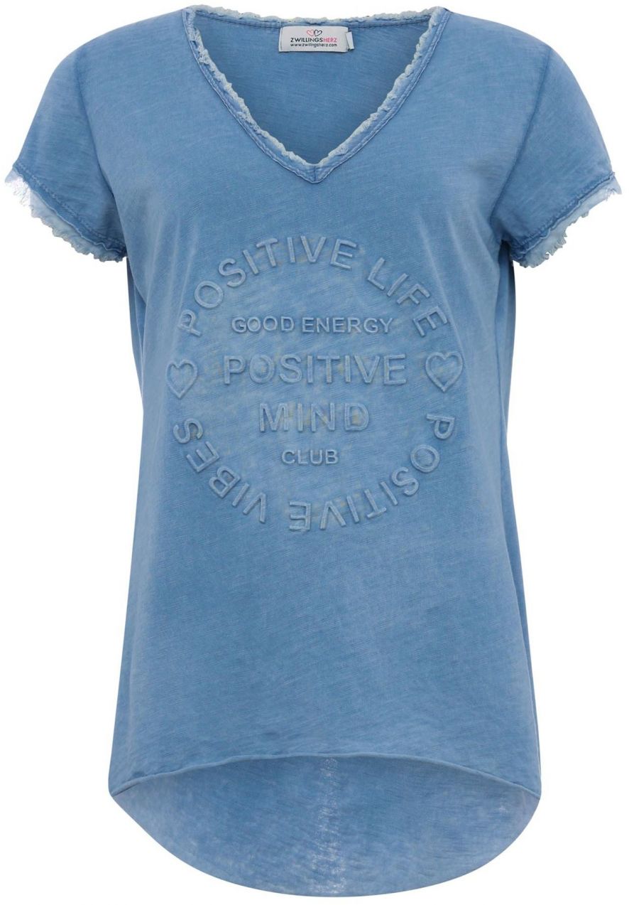 Zwillingsherz Tričko 'Positive Mind'  modrá denim