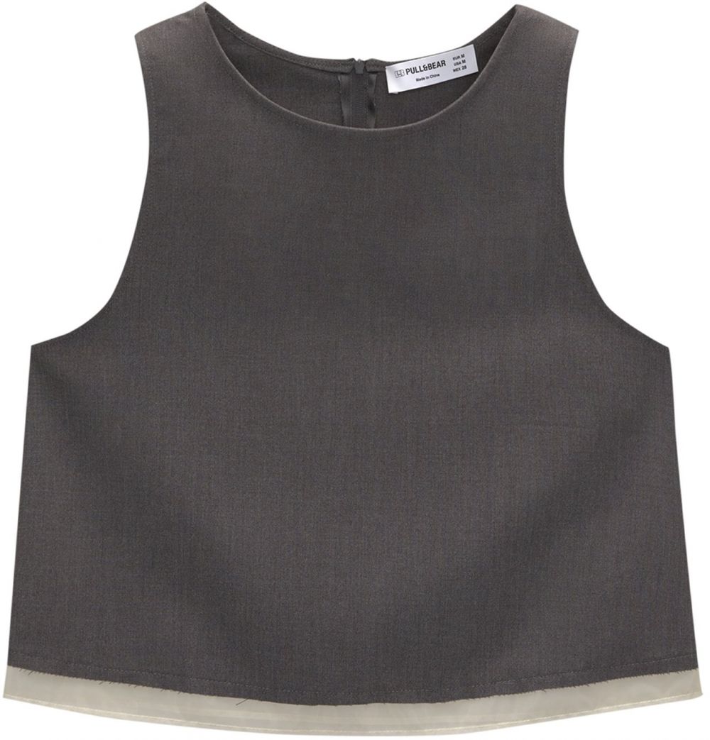 Pull&Bear Top  tmavosivá / prírodná biela
