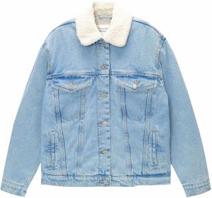Pull&Bear Prechodná bunda  modrá denim / biela