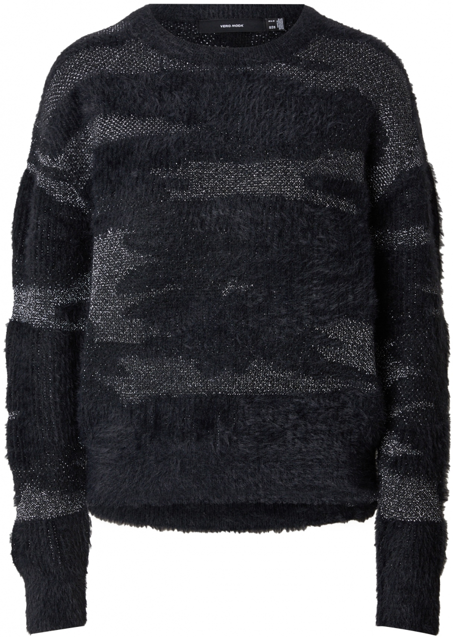 VERO MODA Sveter 'VMSADIE'  čierna / strieborná