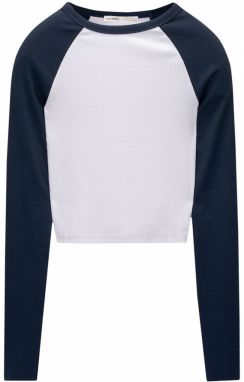 Pull&Bear Tričko  námornícka modrá / biela