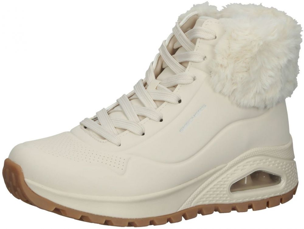 SKECHERS Šnurovacie členkové čižmy  krémová / biela