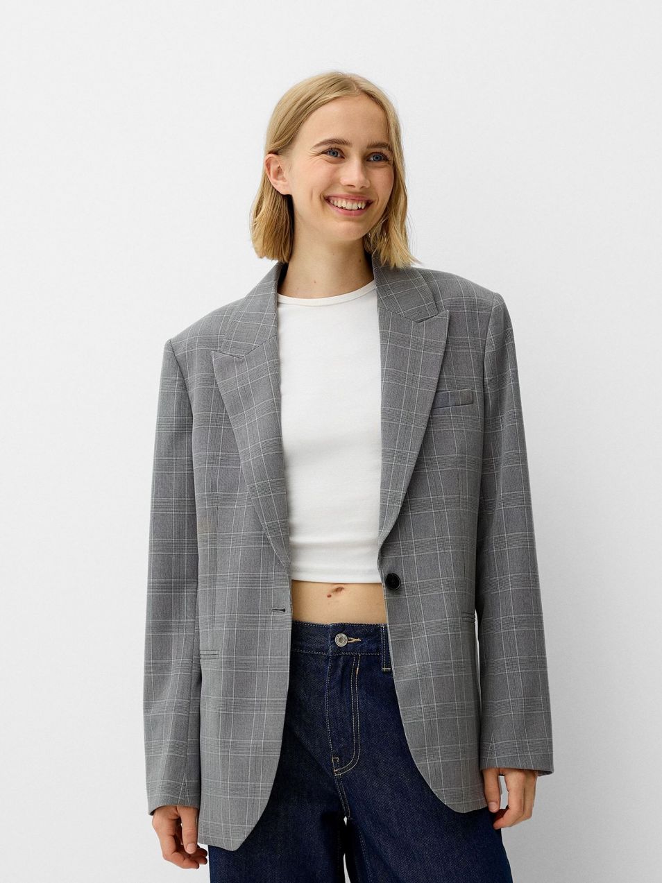 Bershka Blejzer  sivá / svetlosivá