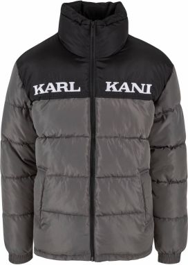 Karl Kani Zimná bunda 'Essential'  tmavosivá / čierna / biela