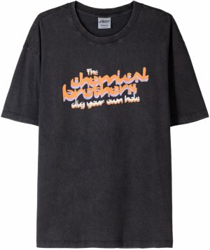 Bershka Tričko  levanduľová / oranžová / čierna / šedobiela
