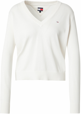 Tommy Jeans Sveter 'ESSENTIAL'  biela