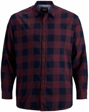Jack & Jones Plus Košeľa 'JJEGINGHAM'  fialová / čierna